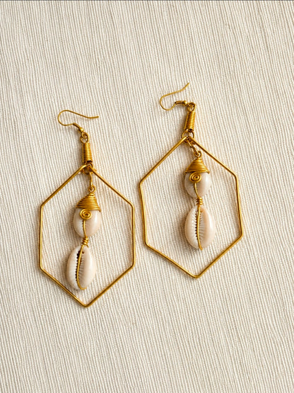 Solis Wire-Wrapped Cowrie Drops