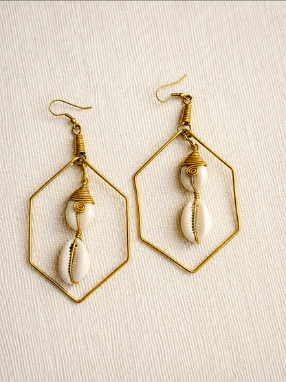 Solis Wire-Wrapped Cowrie Drops