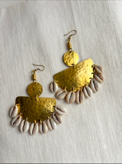 Luna Cowrie Half-Moon Earrings