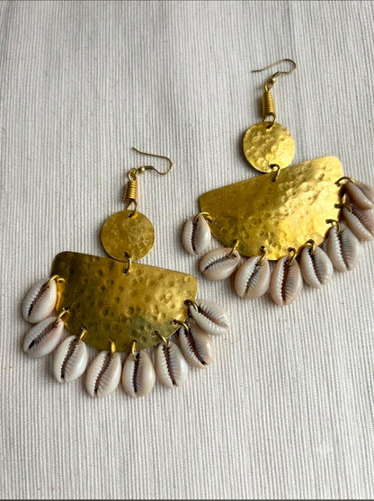 Luna Cowrie Half-Moon Earrings