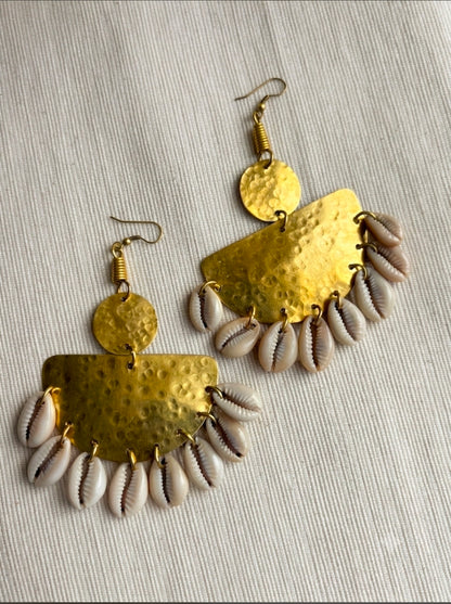 Luna Cowrie Half-Moon Earrings