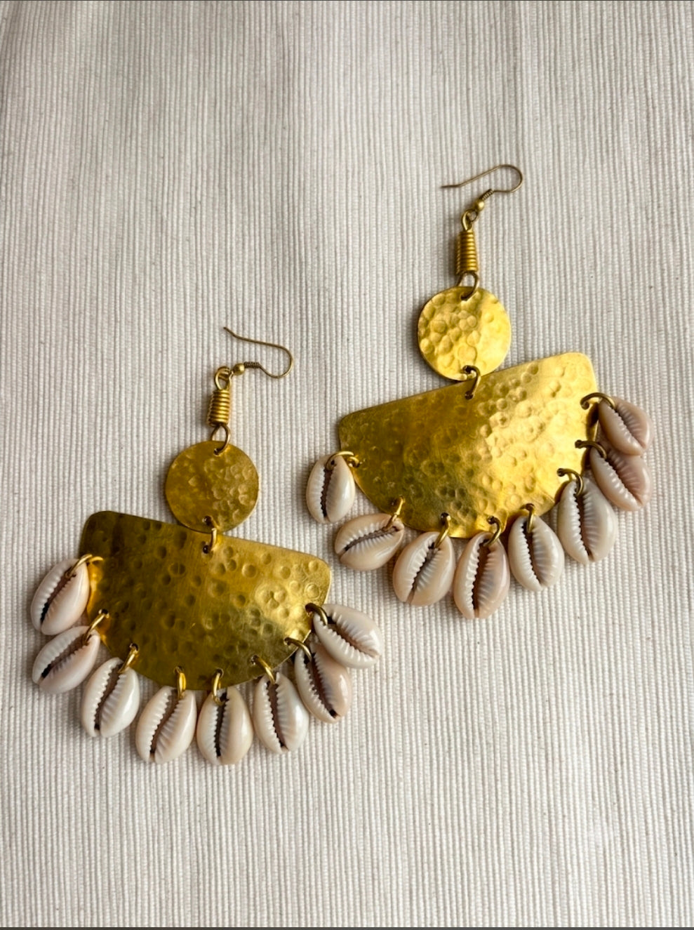 Luna Cowrie Half-Moon Earrings