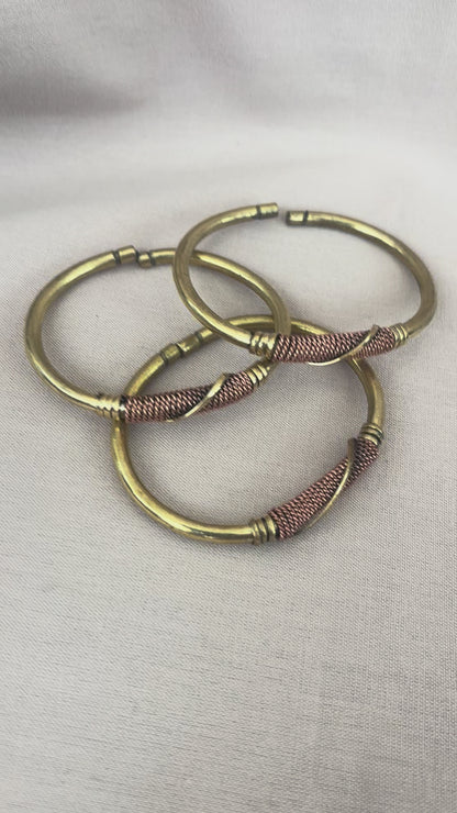 Asili Coil Brass Bracelet with Copper Accent