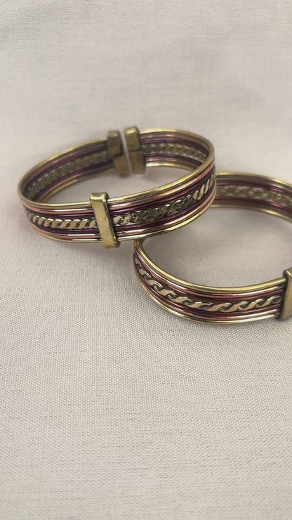 Thick Copper & Brass Adjustable Bracelet
