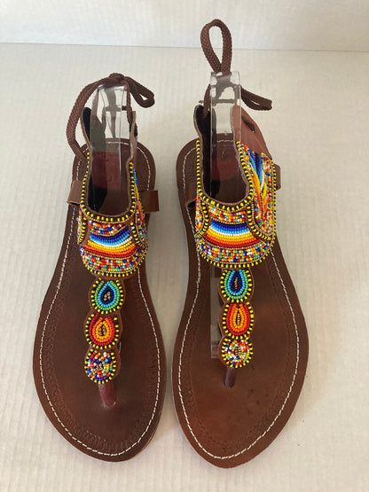 Gladiator Multicolor-Beaded Sandals