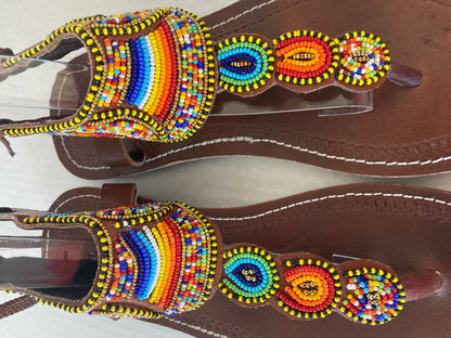 Gladiator Multicolor-Beaded Sandals