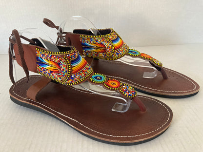 Gladiator Multicolor-Beaded Sandals