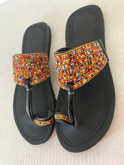 Malindi Multicolor-Beaded Sandals