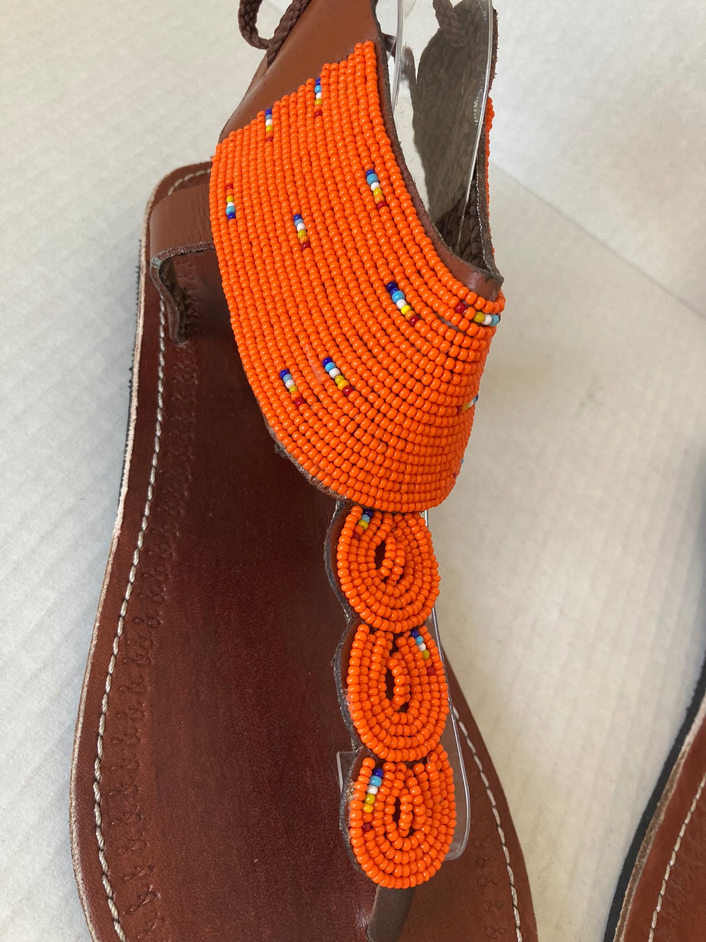 Gladiator Orange Beaded Sandals