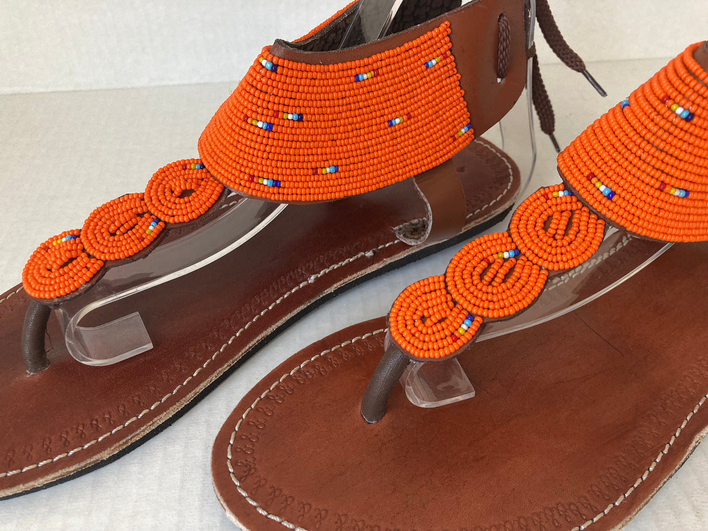 Gladiator Orange Beaded Sandals