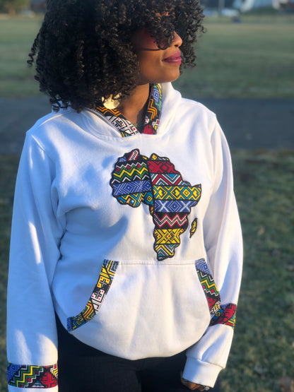 Unisex Ankara White Hoodie