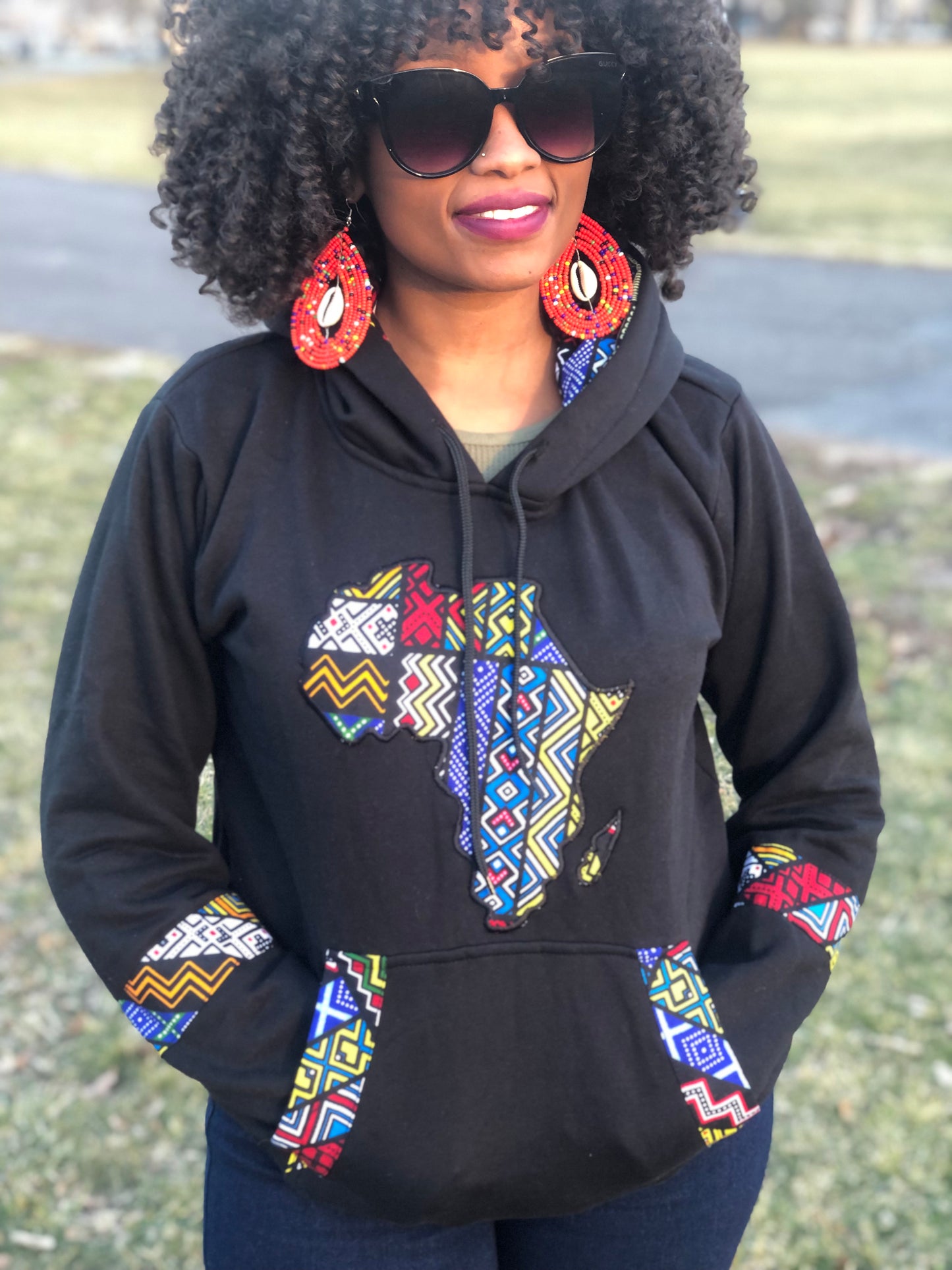 Unisex Ankara Black Hoodie