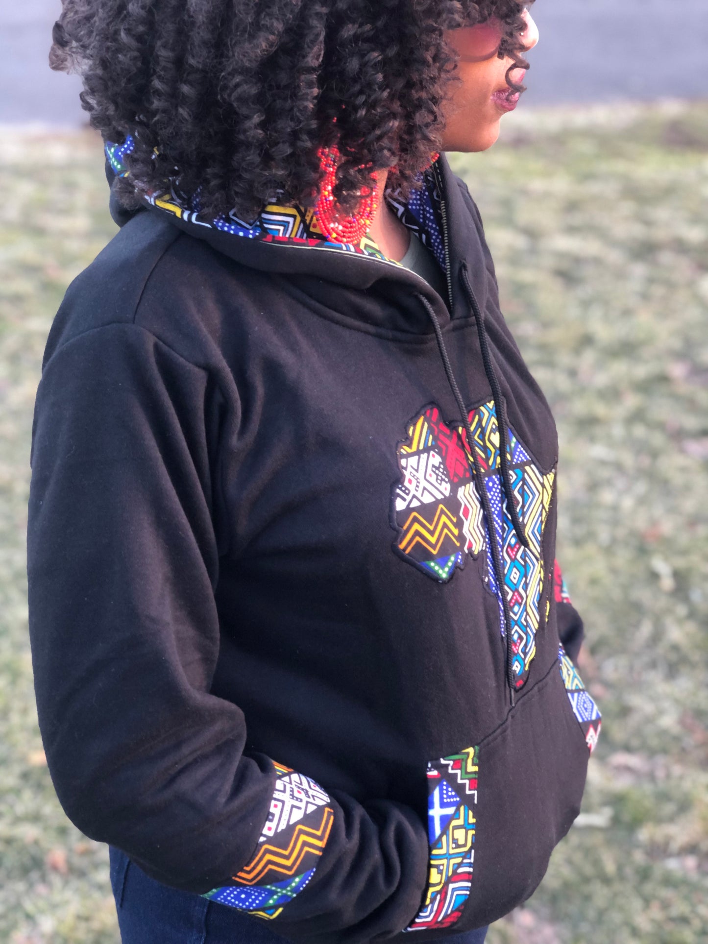 Unisex Ankara Black Hoodie